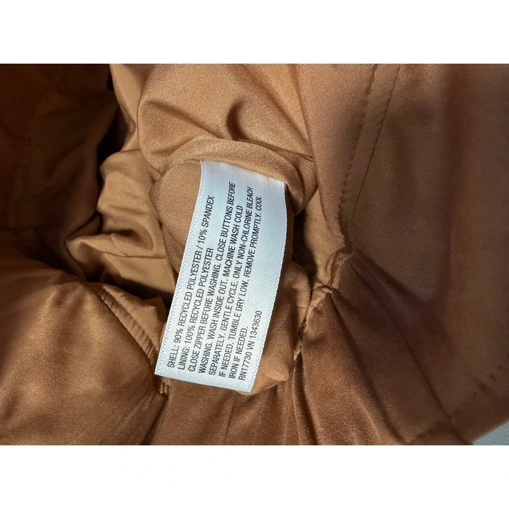 Faux Suede Bomber Jacket Womens Tan Camel Zip Up Utility - Picture 5 of 6